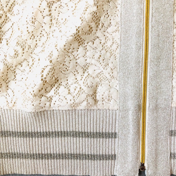 Thomo Ivory Sleeveless Full Zip Up Lace Half Lined Outerwear Vest Jacket Sz S - Picture 6 of 7